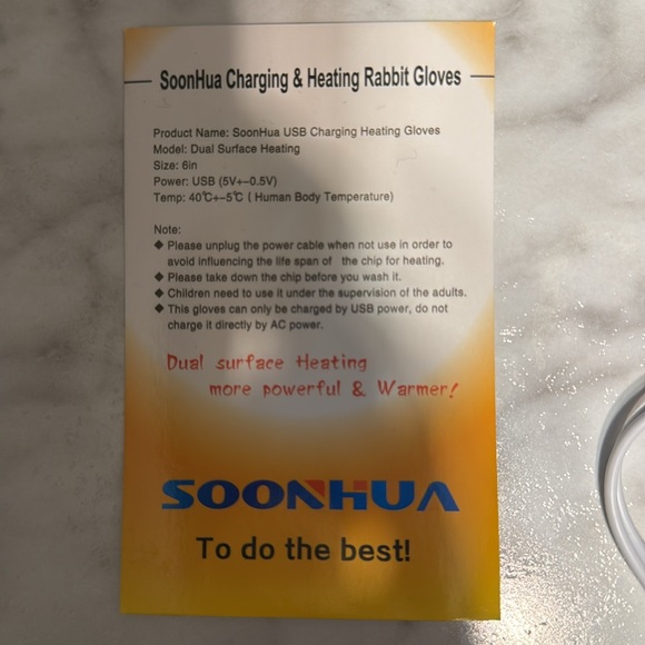 USB Charging Heating Warming Gloves Black & Grey - Picture 4 of 4